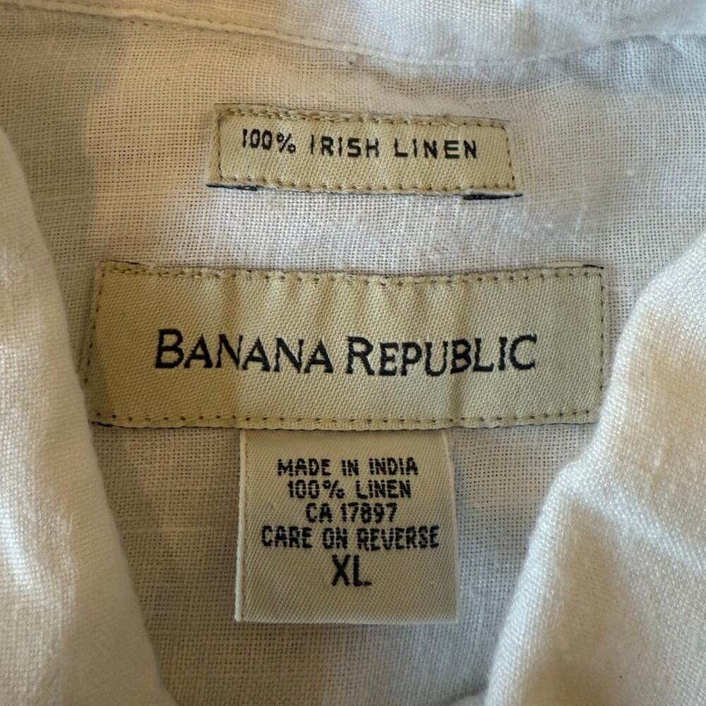 BANANA REPUBLIC White Irish Linen Buton Down Casual Shirt Top Men XL - Picture 5 of 7